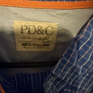 PD&C Vibrant Blue and Orange Checkered Shirt